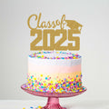 Class of 2025 Cake Topper Graduation Party Supplies Gold Glitter