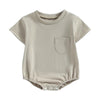 Baby Bubble Romper Solid Color Short Sleeve Bodysuit Khaki Size 0-3M