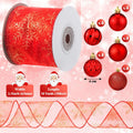 Suilung 22 Pcs Christmas Tree Skirt 46" Red Sequins Ribbon & 20 Ornaments Set