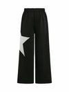 RoseSeek Girl's Wide Leg Star Print Sweatpants High Waist Black Size 12Y