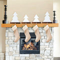 [Like New] Beeveer Christmas Tree Stocking Holder White Wooden Mantle Hanger 9.8 Inch 2 Pc