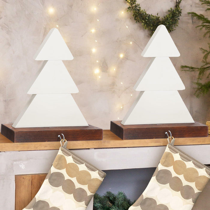 Beeveer Christmas Tree Stocking Holder Wooden Mantle Hanger White 9.8 Inch 2 Pc