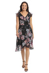 [Like New] London Times Women's Chiffon Ruffle Dress Black/Blush Size 14