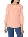 Riders by Lee Indigo Women's 3/4 Pieced Pintuck Popover Peach Bud Size L