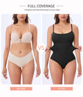 ZOPEUSI Thong Shapewear Bodysuit Tummy Control Seamless Square Neck Size L Black