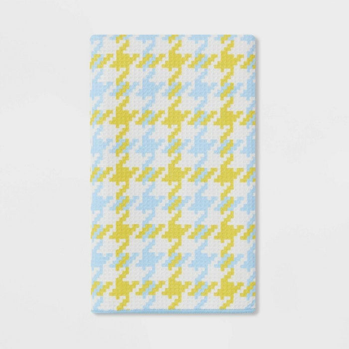 [Like New] Room Essentials Waffle Houndstooth Hand Towel Green/Blue Pack of 12