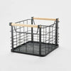 Brightroom Metal Storage Basket Milk Crate Black Small Wire Wood Handles