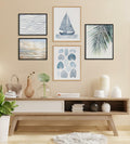 [Like New] Kate and Laurel Nautical Blue Sailboat Wall Art 16x20 Gold Wood