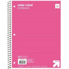 up&up Wide Ruled 1 Subject Spiral Notebook Pink 70 Pages 3 Hole Punched