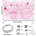 Winter Onederland First Birthday Banner Snowflake Backdrop 70.9x43.3 Pink