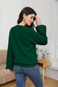 LISILONG Women's Long Sleeve Pullover Sweater Chunky Knit Green L