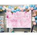 Winter Onederland First Birthday Banner Snowflake Backdrop 70.9x43.3 Pink