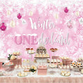 Winter Onederland First Birthday Banner Snowflake Backdrop 70.9x43.3 Pink