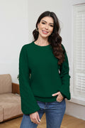 LISILONG Women's Long Sleeve Pullover Sweater Chunky Knit Green L