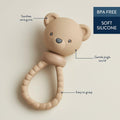 Itzy Ritzy Silicone Rattle Toy Bear Soft Jingle Handle 3+ Months