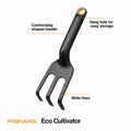 Fiskars Eco Cultivator Wide Angled Tines Ergonomic Handle Black