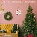 Santa Welcome Sign 8" Round Wood Hanging Plaque Christmas Decor A10