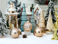 Jumbo Mercury Rose Gold Christmas Ornaments 6" Shatterproof Set of 2