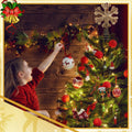 Cinnvoice Snowflake Christmas Tree Topper 11" Champagne Gold Glitter