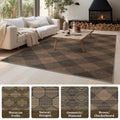 YIHOUSE Checkered Jute Rug 8x10 Brown Black Non Slip Indoor Outdoor