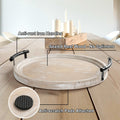 Round Wood Tray with Wood Bead Garland 13" Decorative Tray with Handles