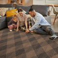 YIHOUSE Checkered Jute Rug 8x10 Brown Black Non Slip Indoor Outdoor