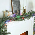 Chuangdi 9FT Flocked Cedar Garland with 50 LED Lights Frosted Pine