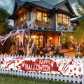 DENNSHH Happy Halloween Outdoor Banner 120x20 White Polyester Yard Sign