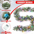 Chuangdi 9FT Flocked Cedar Garland with 50 LED Lights Frosted Pine