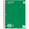 Up&up Wide Ruled 1 Subject Spiral Notebook Green 70 Pages 3 Hole Punched