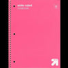 Up&up™ Wide Ruled 1 Subject Spiral Notebook Pink 70 Pages Perforated 3 Hole