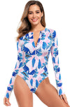SHEKINI Women's Rash Guard One Piece Swimsuit UV Protection Deep Blue Size M