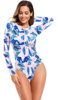 SHEKINI Women's Rash Guard One Piece Swimsuit UV Protection Deep Blue Size M