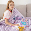 COSUSKET Kids Stella Lou 3D Embroidery Sherpa Rabbit Throw Blanket Beige 50x60in