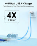iGENJUN 2Pack 40W USB-C Dual Port Charger Adapter Fast Charging White
