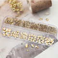Nail Rhinestones Champagne Gold 1130pcs Flat Back 12 Grids DIY Craft
