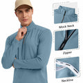 Corna Men's Quarter Zip Fleece Sweatshirt Stand Collar Blue Grey Size 3XL