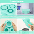 Azooken Silicone Ice Cube Tray with Lid & Bin for 30-40oz Tumbler Blue 3 Pcs