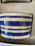 [Like New] White Ceramic Dessert Bowl Set Blue White Striped Chip Pattern