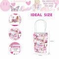 Kakbpe 10 Pcs Kraft Cartoon Party Gift Bags with Handle Pop Music Star Color