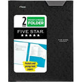 Five Star 2 Pocket Plastic Folder with Prongs Black
