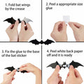 Finduat 81 Pcs Halloween Bat Wall Decor Black PVC 3D Stickers