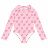 Toddler Girls One Piece Swimsuit Long Sleeve Zipper Pink Size 24 Month