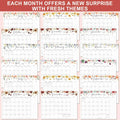36AQUA Floral Wall Calendar 2025-2026 11x14" 18-Month Thick Paper