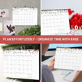 36AQUA Floral Wall Calendar 2025-2026 11x14" 18-Month Thick Paper