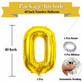 KALOR 40 Inch Gold Number 8 Mylar Foil Balloon Birthday Party Decoration