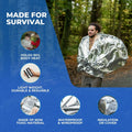 CloudTen Emergency Blanket Bundle 10 Tear Resistant Mylar Blankets Whistle