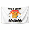 NUCTKP Capybara Life Is Better Wall Tapestry 3x5ft Brass Grommets