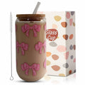 MEOGUTYI Cool Aunties Nephew 16oz Glass Can Shaped Cups with Lids & Straws