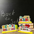 ALIBBON 3 Pieces Wooden Back to School Table Centerpiece Love Books Decor Style1